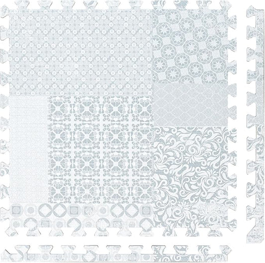 PopsyKosy Premium Baby Floor Play Mat - Thick & Cushioned 0.5 inch Playroom Foam Mat, Non-Toxic Odorless - 6 Tiles - Spacious 6x4 ft. - Stylish & Large, Waterproof for Kids & Toddlers - Totem Gray