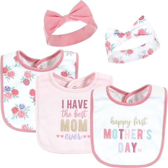 Hudson Baby Unisex Baby Cotton Bib and Headband Set