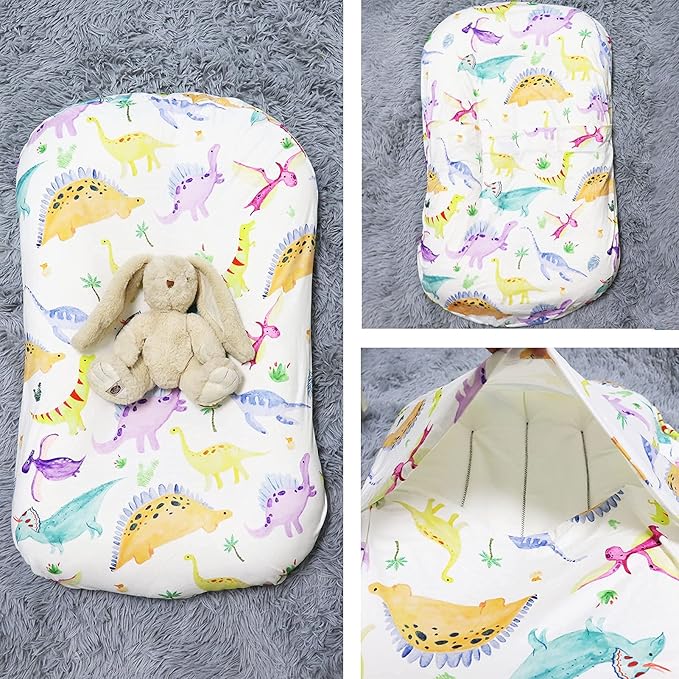 Baby Lounger Cover, Dinosaur Infant Padded Loungers Cover, Removable Infant Lounger Slipcover for Baby Boys Girls, White (Lounger not Included)