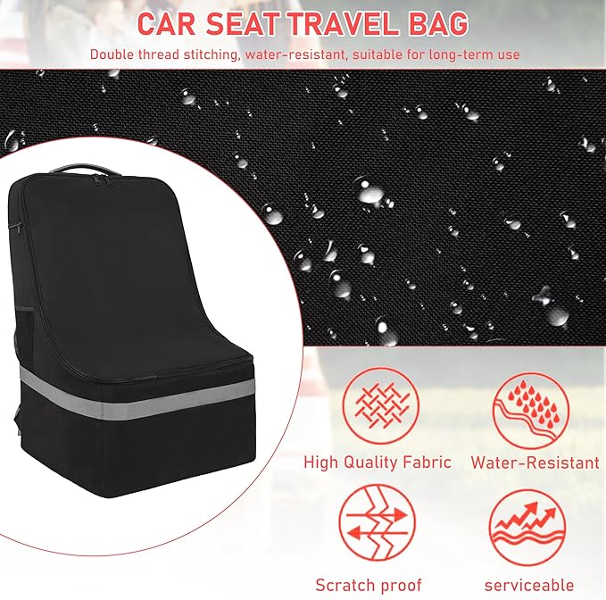 IBVIVIC Padded Car Seat Travel Bag for Airplane, Heavy Duty Car Seat Bag for Air Travel Gate Check Carseat Carrier Bag with Shoulder Strap, Fits Most Baby & Infant Car Seats