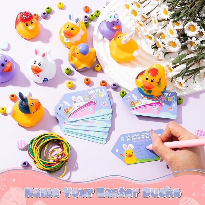 H1vojoxo Happy Easter Rubber Ducks - 30 Set Easter Rubber Ducks for Cruise Assorted Bunny Cruise Duck Tags Kits for Pool Bath Toy Bag Fillers Gifts Holiday Basket Stuffers Baby Showers Accessories
