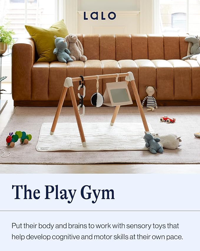 Lalo Baby Gym & Playmat for Babies and Toddlers - Eco-Friendly Sage Playmat - Baby Gym & Accessories is Easy to Assemble & Clean - Go from Tummy Time to Story Time