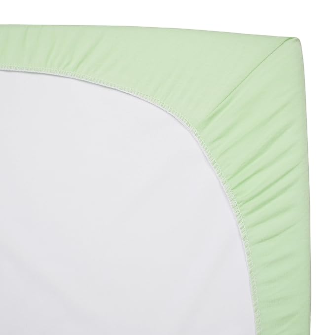 American Baby Company 100% Natural Cotton Fitted Pack and Play Sheet 39" x 27" - Soft & Breathable Pack N Play Sheet for Playpen, Playard & Mini Crib Mattress, Green, for Boys & Girls