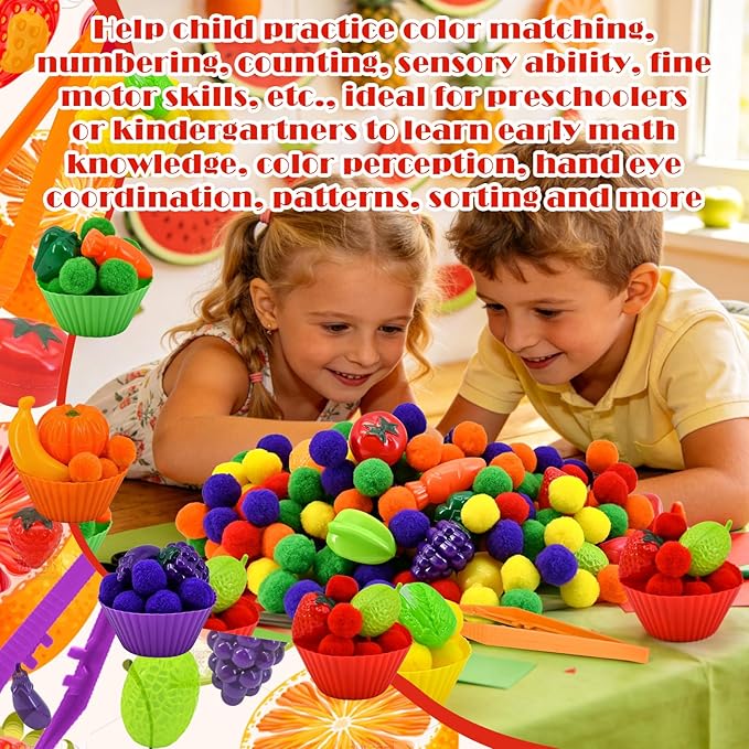 134 Pcs Farm Sensory Bin Filler Fruits Food Counting Sorting Sensory Bin Items Fine Motor Vegetable Counts for Easter Day Spring Summer Sorting Counting Decor (Farmer)