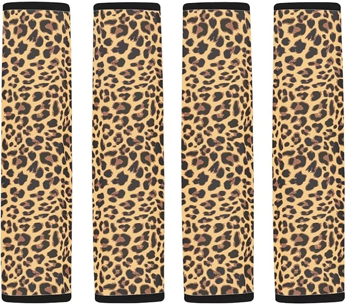 Seat Belt Cover Pad for Kids 4 Pack Car Seat Shoulder Strap Pads Seat Belt Pad Seatbelt Covers Compatible with Most Car Leopard Car Accessories for Women