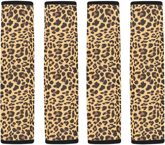 Seat Belt Cover Pad for Kids 4 Pack Car Seat Shoulder Strap Pads Seat Belt Pad Seatbelt Covers Compatible with Most Car Leopard Car Accessories for Women