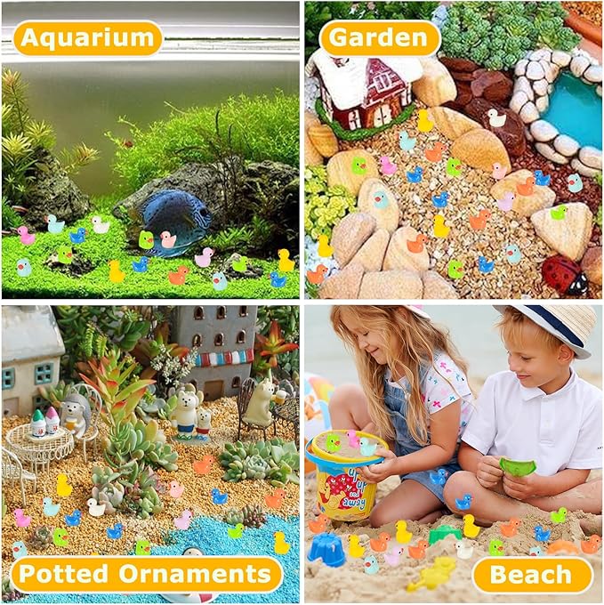 Arcimatto 240 Pack Mini Ducks Tiny Resin Duck Bulk, Decor Duck Figures for Miniature Dollhouse Decor Garden Aquarium Potted Ornament, DIY Charm Crafts Hide and Seek Prank Party Favor Toys Gag Gifts