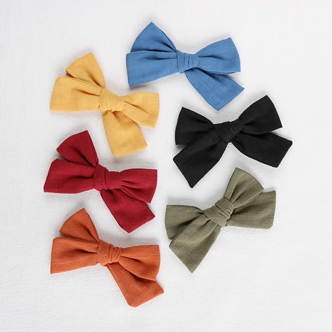Baby Girl Hair Clips, 12 Pack Large Bows Barrettes Fully Lined Alligator Clip Hair Accessories for Little Girls Toddler Kids Children