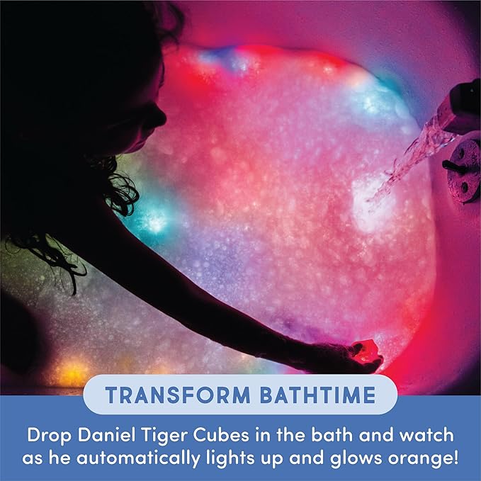 Glo Pals x Daniel Tiger's Neighborhood Water-Activated Bath Toy with 4 Reusable Light-Up Cubes for Sensory Play (Cubes Only)