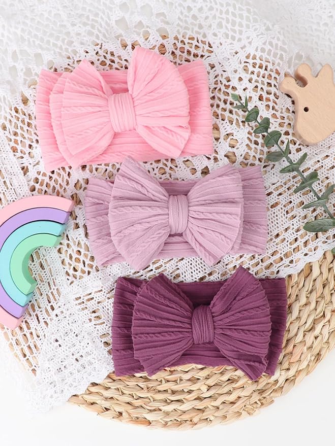 AQOKKA Baby Bows Headbands Nylon Baby Girl Headbands Soft Handmade Hairbands Toddler Hair Accessories for Girls Baby Newborn Infant Kids