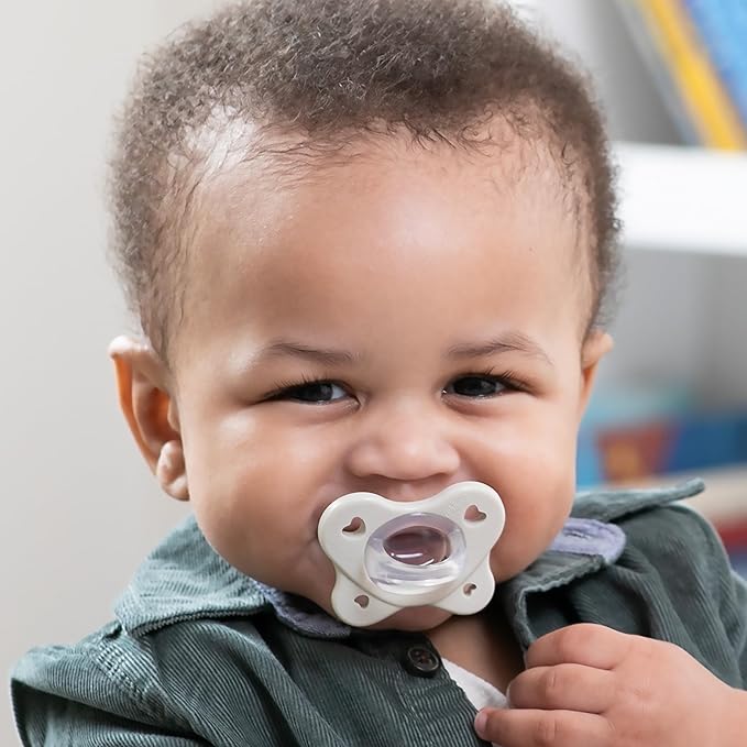 Chicco PhysioForma Dual Soft Orthodontic Pacifier for Babies 2-6 Months, 100% Soft Silicone, Supports Breathing, One-Piece Design, Included Sterilizing Case, BPA Free, 2-Pack, Pearl/Sky