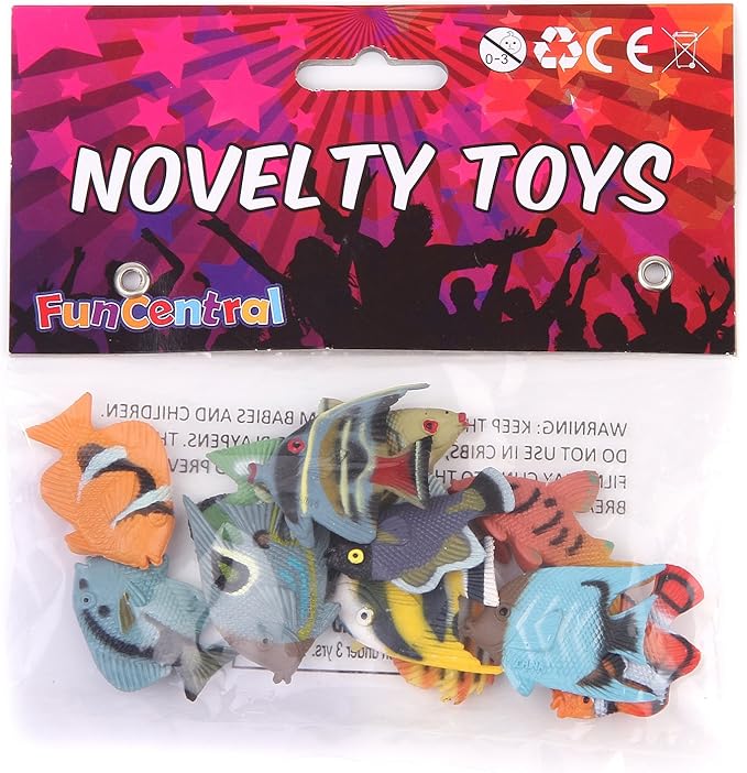 Fun Central 24-Pack Mini Tropical Fish – 1 to 1.5 Inch Colorful Plastic Ocean Figurines