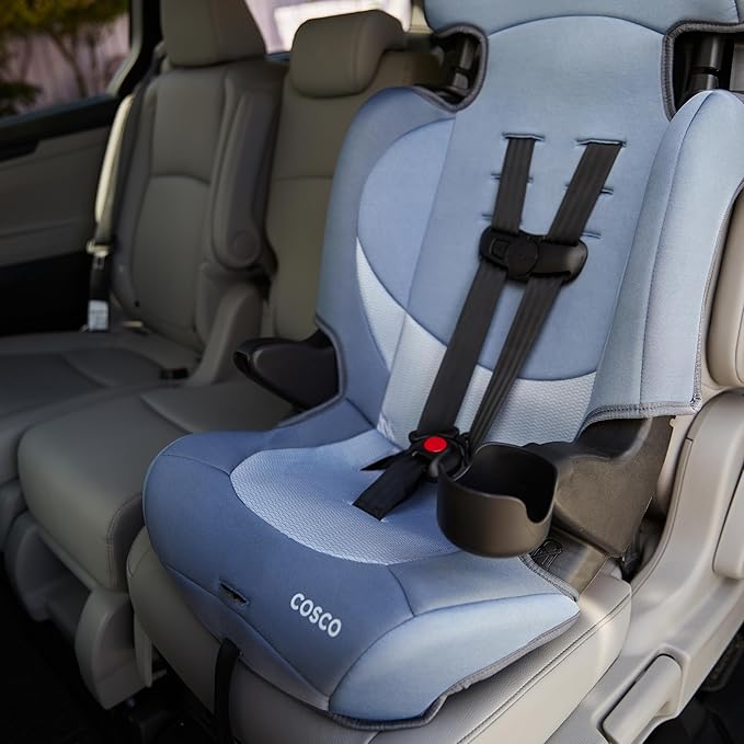 Cosco Kids Finale DX 2-in-1 Booster Car Seat, Forward Facing Toddler Car Seat (40-65 lbs) and Belt Positioning High Back Booster (40-100 lbs), Rainbow