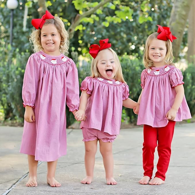 Oaoleer 2PCS 6inch Hair Bows Clips, Red Layered Grosgrain Ribbon Bows Hair Alligator Clips for Baby Girls Infants Toddlers Kids Teens Children