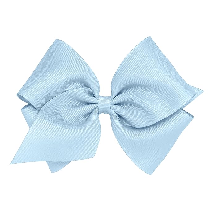 Wee Ones Girls' Classic Grosgrain Hair Bows with Plain Wrap Center, No-Slip Hair Clip, Handmade, Millennium Blue, Mini King