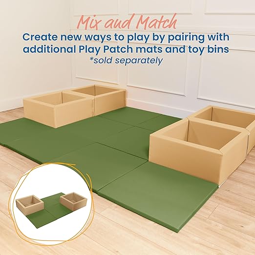 ECR4Kids SoftZone Play Patch Activity Mat Squares, Modular Playmat, Hunter Green, 4-Pack