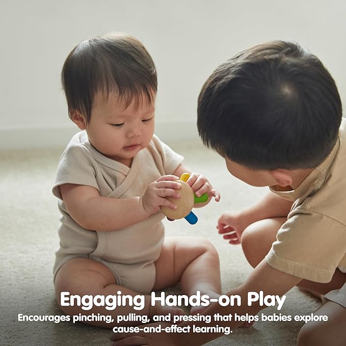 PlanToys® Flexi Jellyfish Wooden Sensory Toy for Tactile Exploration & Coordination | Montessori Grasping Activity for Focus, Movement & Fine-Motor Skills | Eco-Friendly Educational Toy