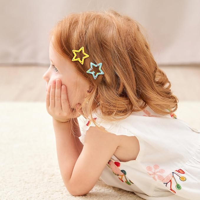 YHXX YLEN 76 PCS Hair Clips for Girls, Metal Snap Barrettes & Star Clips, Colorful Small Accessories, Y2K Hair Accessories for Kids