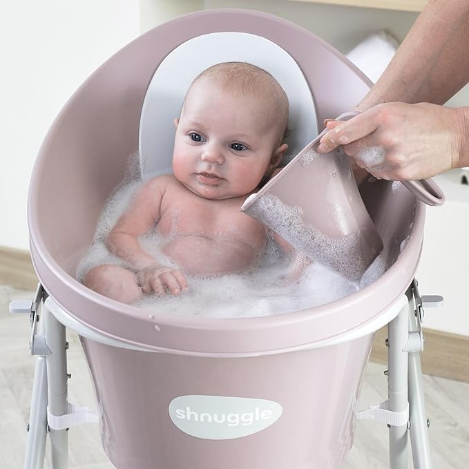 Shnuggle Bath Rinse Jug | Soft Rim Baby & Toddler Shampoo Rinser | Bath Hair Rinsing Cup | Hair Wash Jug with Handle | Essential Bath Accessories | Blossom Pink