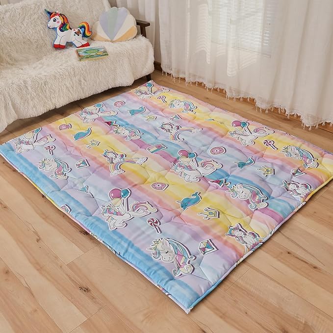 Baby Play Mat for Floor,72"×59"Thicken Ultra Large&Soft Playmat,Washable Playpen Mat Non-Slip Baby Crawling Mat for Babies Floor Tummy time(Unicorn)
