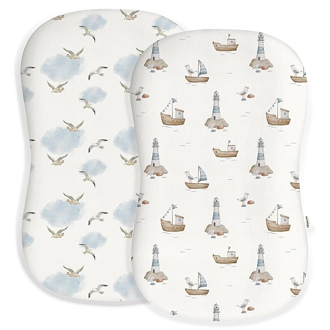 Baby Lounger Cover for Boys and Girls, Soft Breathable Polyester Cover, Fits Most Lounger Pillows, Cute Patterns, Durable and Machine Washable (12-Boat, Envelope)
