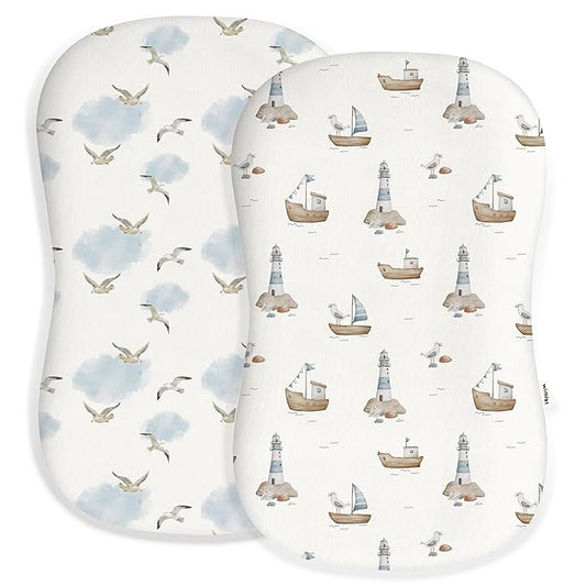 Baby Lounger Cover for Boys and Girls, Soft Breathable Polyester Cover, Fits Most Lounger Pillows, Cute Patterns, Durable and Machine Washable (12-Boat, Envelope)