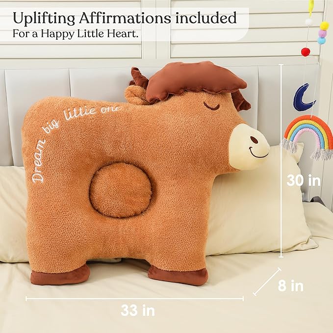 Unicorn Baby Play Cushion – Reversible Floor Pillow with Positive Affirmations – Plush Support Cushion for Tummy Time, Bonding & Infant Photography – Soft Baby Floor Mat for Newborns & Infants