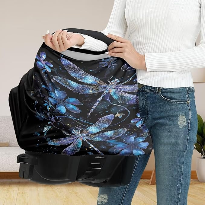 AFPANQZ Dragonfly Nursing Cover Breastfeeding Covers Stretchy Babies Car Seat Cover Gender Neutral Soft Breathable Infant Carseat Canopy Shopping Cart Stroller Canopy for Baby