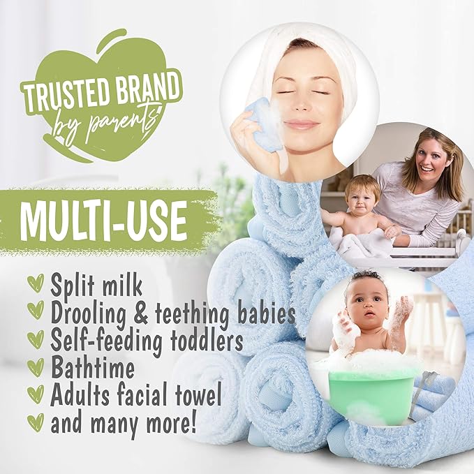 KeaBabies Baby Hair Brush and Baby Comb Set & Baby Washcloths - Wooden Baby Brush with Soft Goat Bristle - Bamboo Viscose Baby Towels and Washcloths