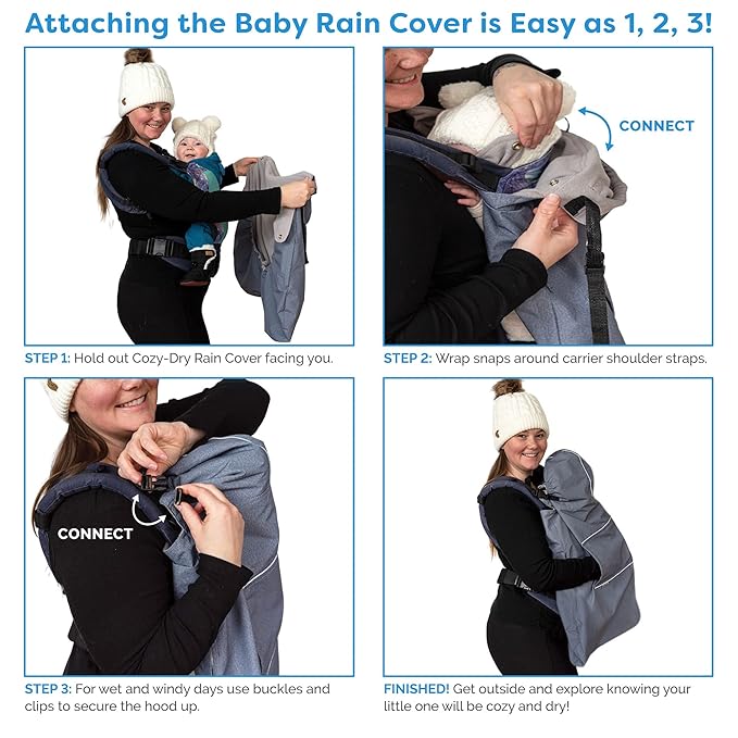 JAN & JUL Waterproof Baby Carrier Cover for Rain, Universal Fit for Car Seats and Strollers (Soft Brown)