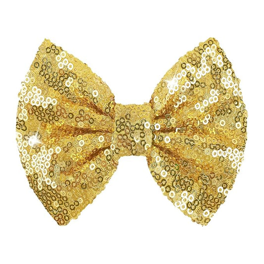 Hair Bows for Girls - Alligator Hair Clips, Sequin Big Bows for Babies, Toddlers, and Teens - Gold Bow Hair Accessories