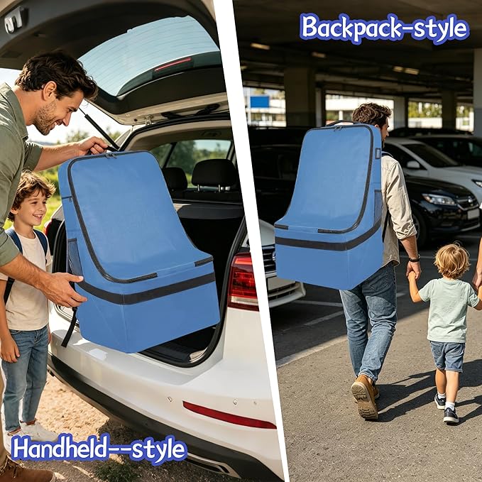 IBVIVIC Car Seat Travel Bag Heavy Duty Car Seat Bag for Airplane Gate Check Car Seat Backpack with Shoulder Strap, Blue