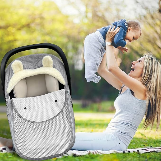 Car Seat Cover for Babies,Winter Baby Car Seat Cover for Boys & Girls-Keeps Babies Warm and Cozy,2 in 1Universal Carseat Cover Fit for All Season