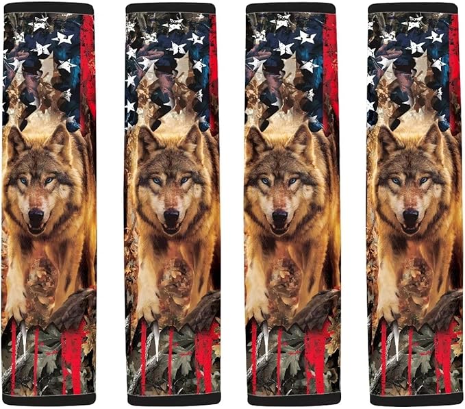 AFPANQZ Wolf Branch Car Seat Belt Pads Covers Harness Vehicle for Adults Kids 1 Pair/Set Safety Seatbelt Cushion Pads Kit Shoulder Straps Pads for Bags
