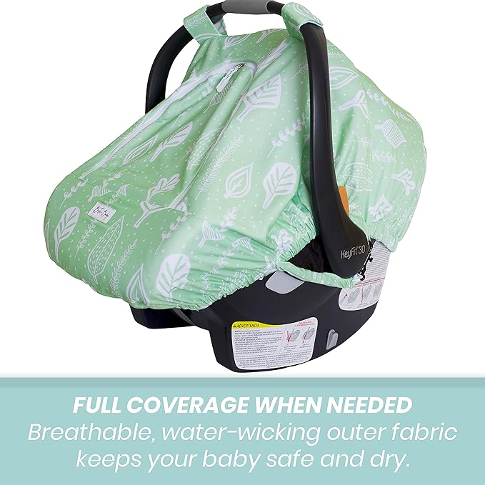 Car Seat Canopy Stroller Covers for Infant Boy and Girl Babies Stretchy and Kick Proof with Net Multi Use Soft and Breathable (Green Foliage)