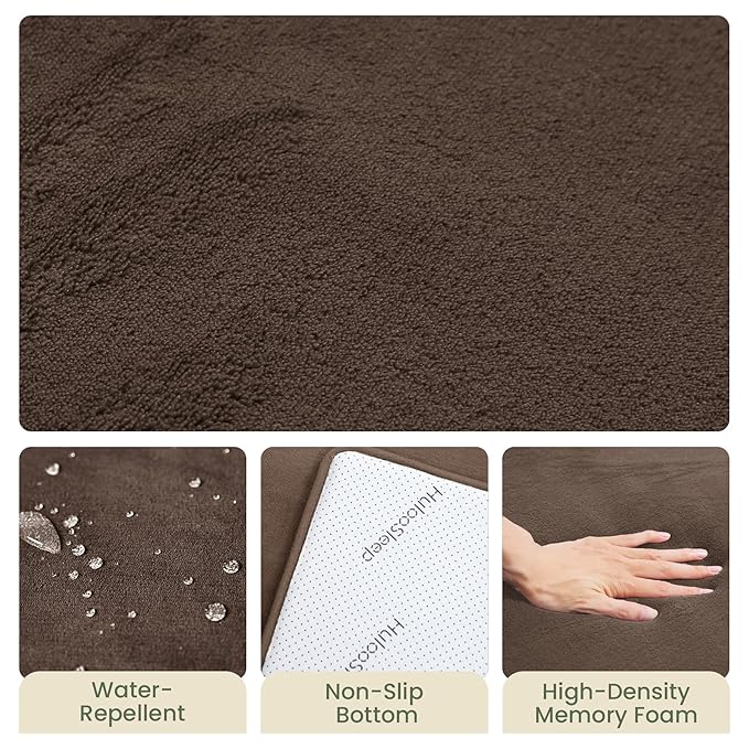 Huloo Sleep Baby Play Mat for Floor,1.3" Thick Elasti-Foam 50"×50" Playpen Mat for Tummy Time,Water Repellent Soft Coral Velvet for Toddler,Infant,Kids,Non-Slip Backing Safe for Crawling(Dark Brown)