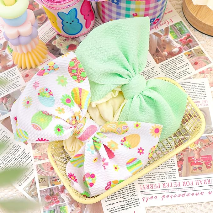 Easter Hair Bows for Girls Infant Headbands Easter Egg Big Bows Bunny Bow Hair Accessories Baby Girl Headbands with Bows Infant Easter Gift