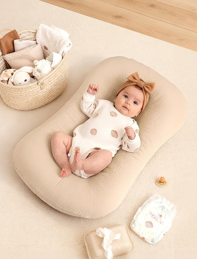 Termichy Baby Lounger Cover Muslin: Soft Cotton Slipcover for Snuggle Me Lounger - Removable & Machine Washable for Daily Use - Zipper-Free & Skin-Friendly for Newborn Girls and Boys