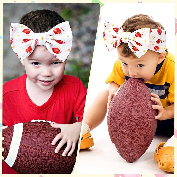 JATEBI 4 Pack Baby Girl Headbands Sporty Ball Bow Hair Accessories Football Baseball Basketball Hairbands for Newborn Infants Toddlers