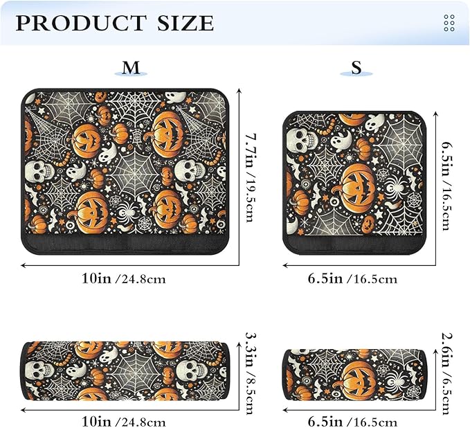 CHIFIGNO Halloween Pumpkins Skulls Seat Belt Cover Pad 2 Pack Universal Shoulder Seatbelt Pads Seatbelt Shoulder Pad for Boys Girls Adults