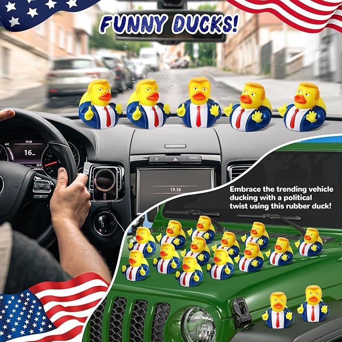 24 Pcs President Rubber Ducks, Funny Duckies, President Memorial and Patriotic Theme Baby Bath Toy, Ducking Game Gifts for Kids Adults, Car Dashboard Decorations, Easter Basket Stuffers for Kids