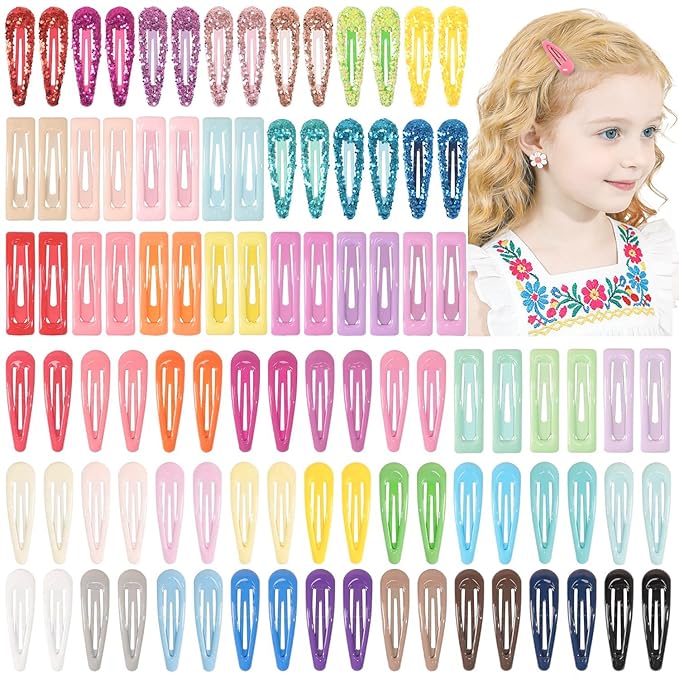 CÉLLOT 96 Pieces 2 Inch Snap Hair Clips No Slip Metal Hair Clip Barrettes for Girls Toddlers Kids Women