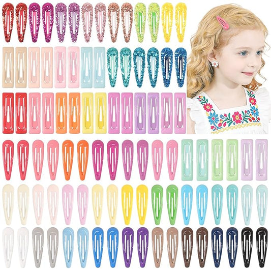 CÉLLOT 96 Pieces 2 Inch Snap Hair Clips No Slip Metal Hair Clip Barrettes for Girls Toddlers Kids Women