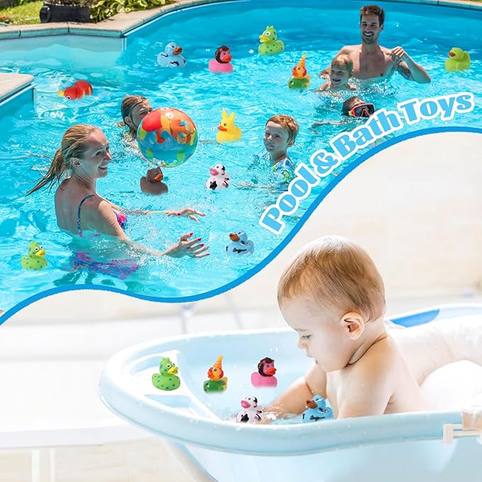 120 Pcs Rubber Ducks Assorted Plastic Christmas Rubber Duck for Cruise Ducks Ducking Bath Pool Toys Duck Party Favors Cruise Ships Hiding Christmas Stocking Stuffers for Kids Teens