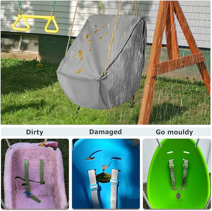 okcool Outdoor Toddler Swing Seat Cover for Little Tikes Baby Swing Seat,Outdoor Baby Swing Cover,A Wide Selection of Cute Colors and Patterns,Gray