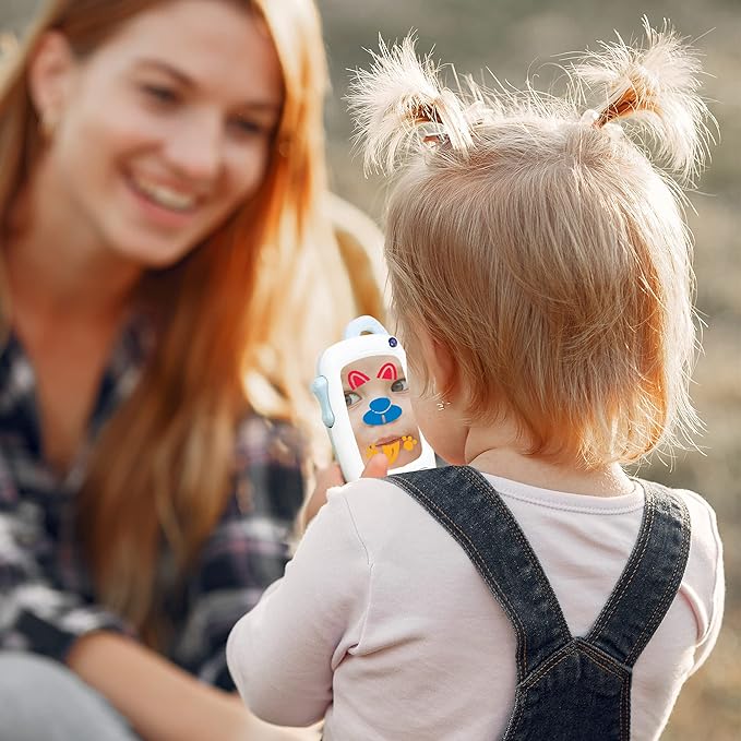 Baby Selfie Toy Phone with Easy-Press Buttons & Light-up Mirror - Baby Phone for 9+ Month Old - Play Phone Musical Toys to Encourage Tummy Time, for Babies