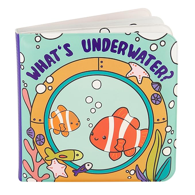 Infantino Color Reveal Bath Book, Baby & Toddler Water Reveal Book for Bath Time Fun, Ocean Theme, Mess-Free, Soft EVA Plastic, Reusable Color-Changing Pages