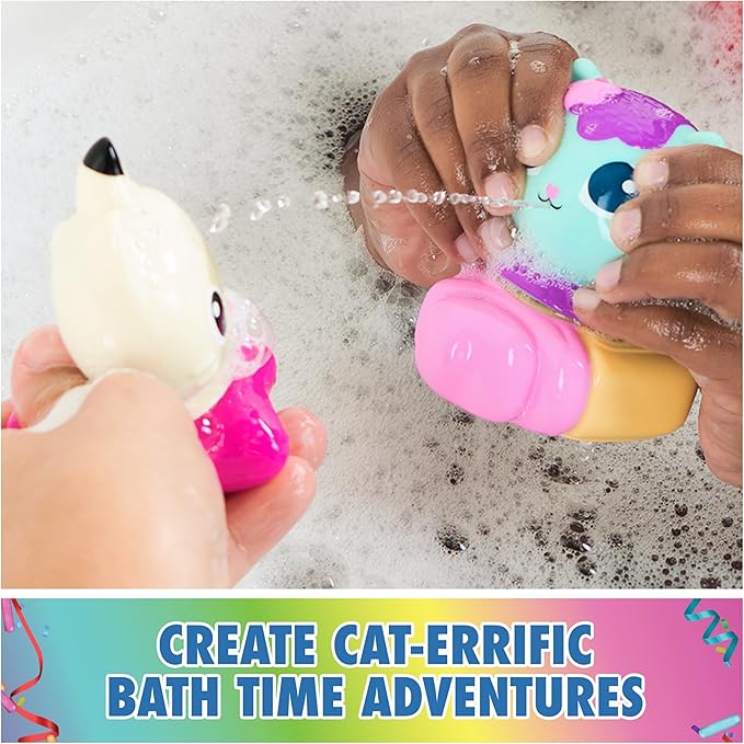 Gabby’s Dollhouse: Gabby Cat Bath Squirters, Mercat & Pandy Paws Floating Toddler Bath Toys for Girls & Boys Ages 3 and up