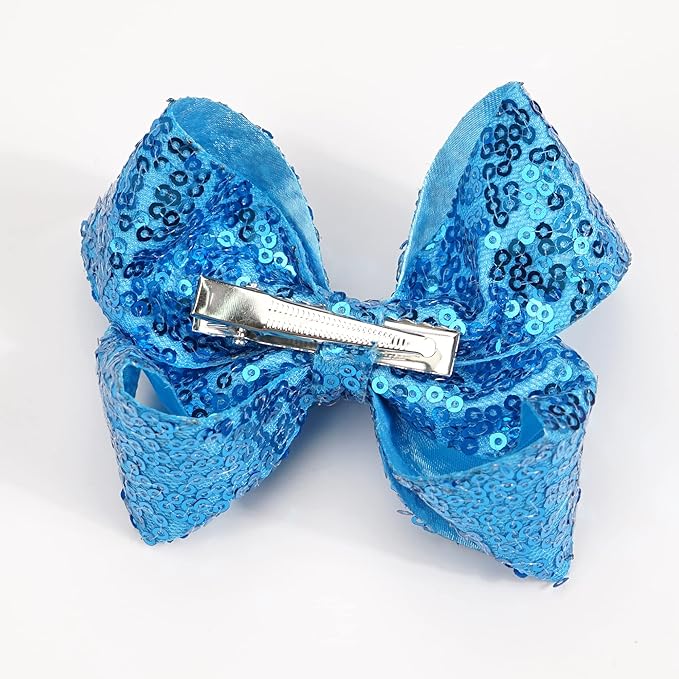 DED 30pcs Sparkly Hair Bows Clips 4 inch Glitter Sequin Bow Alligator Clips Baby Hair Accessories for Baby Girls Children Kids(15 Pair)