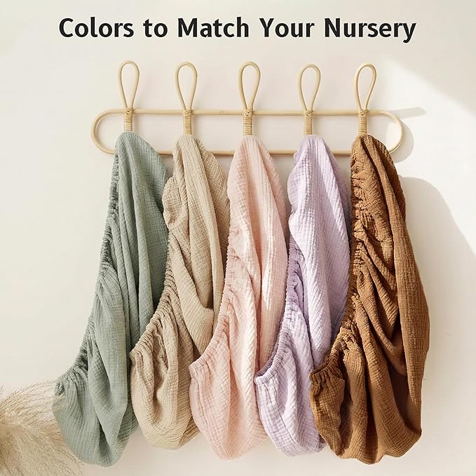 Muslin Changing Pad Cover, Baby Diaper Changing Table Pad Sheets, Cotton Soft Breathable Fitted, Boys Girls Neutral 2 Pack (Brown＆Beige)